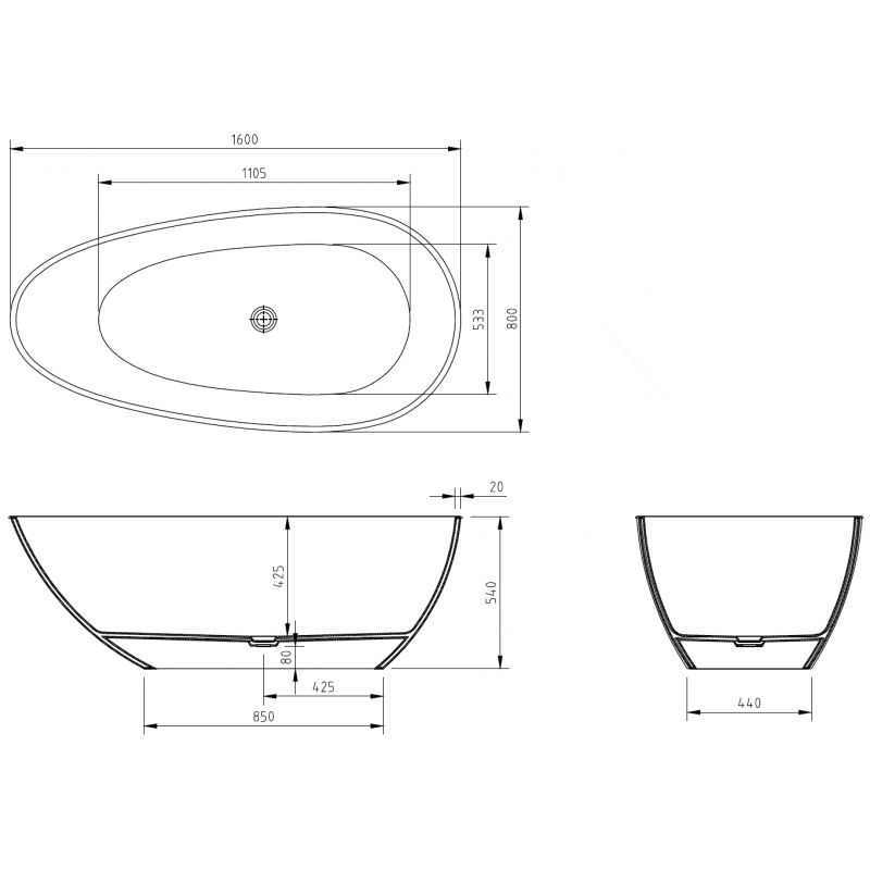 Mexen Glass negru cadă freestanding transparentă 160 x 80 cm, dop cromat - 58061608013