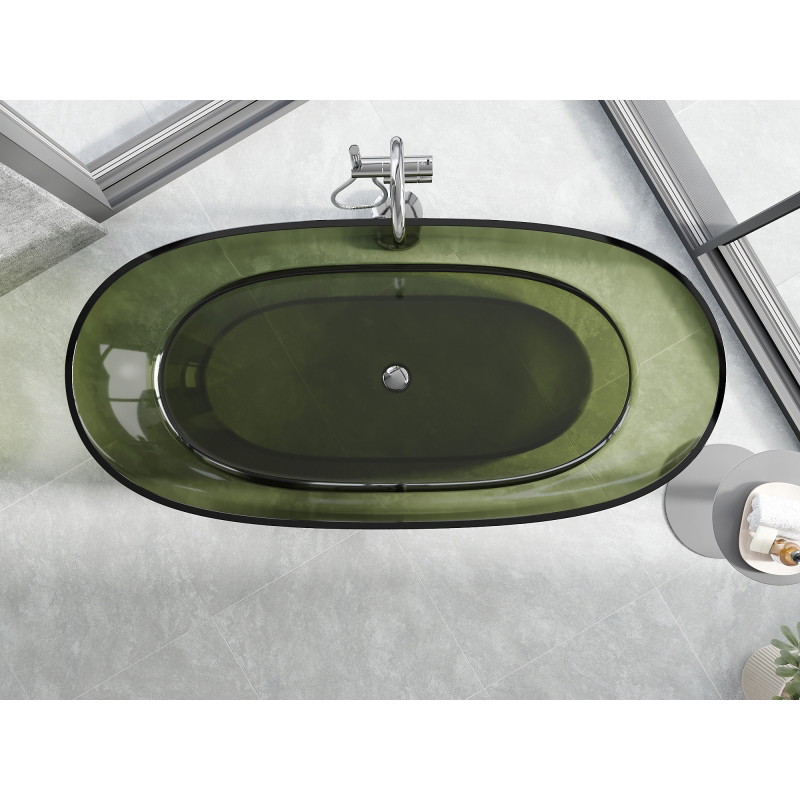 Mexen Pure cada autoportantă transparentă 170 x 80 cm, olive, scurgere crom - 58071708001