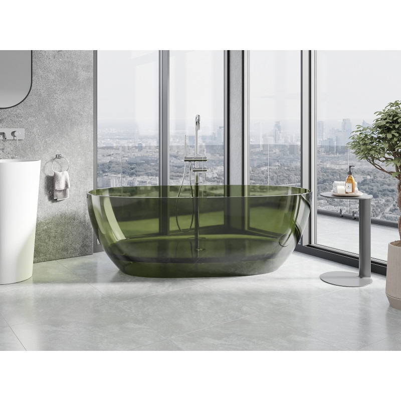 Mexen Pure cada autoportantă transparentă 170 x 80 cm, olive, scurgere crom - 58071708001