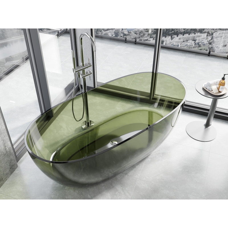 Mexen Pure cada autoportantă transparentă 170 x 80 cm, olive, scurgere crom - 58071708001
