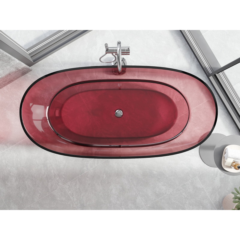 Mexen Pure szabadon álló átlátszó kád 170 x 80 cm, eozin, krómozott dugó - 58071708003