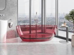 Mexen Pure eozyna cadă freestanding transparentă 170 x 80 cm, dop crom - 58071708003