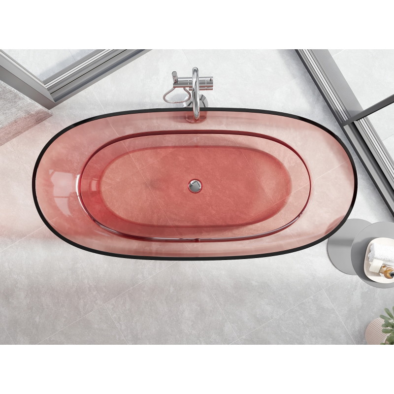 Mexen Pure átlátszó szabadon álló kád 170 x 80 cm, korall, krómozott dugó - 58071708004