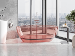 Mexen Pure cadă freestanding transparentă 170 x 80 cm, coral, dop cromat - 58071708004