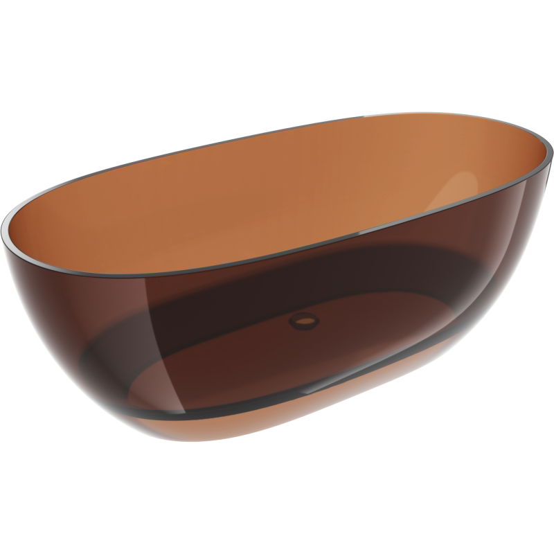 Mexen Pure earth szabadon álló áttetsző kád 170 x 80 cm, krómozott leeresztő - 58071708005