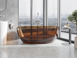 Mexen Pure earth szabadon álló áttetsző kád 170 x 80 cm, krómozott leeresztő - 58071708005