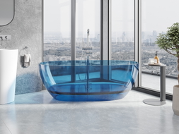 Mexen Pure cadă freestanding transparentă 170 x 80 cm, denim, dop crom - 58071708007