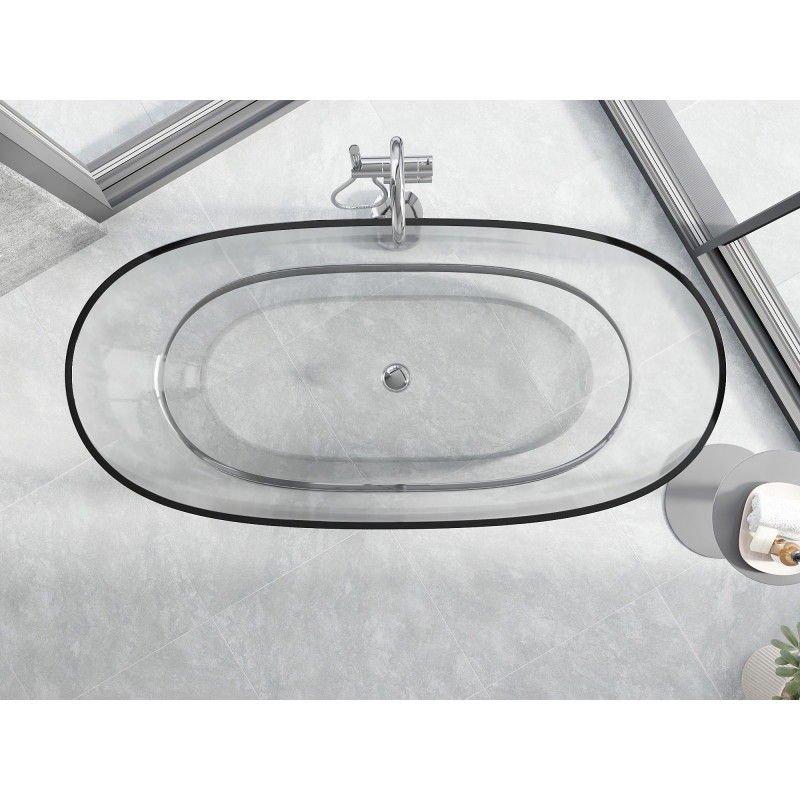 Mexen Pure szabadon álló átlátszó kád 170 x 80 cm, clear, króm dugó - 58071708008