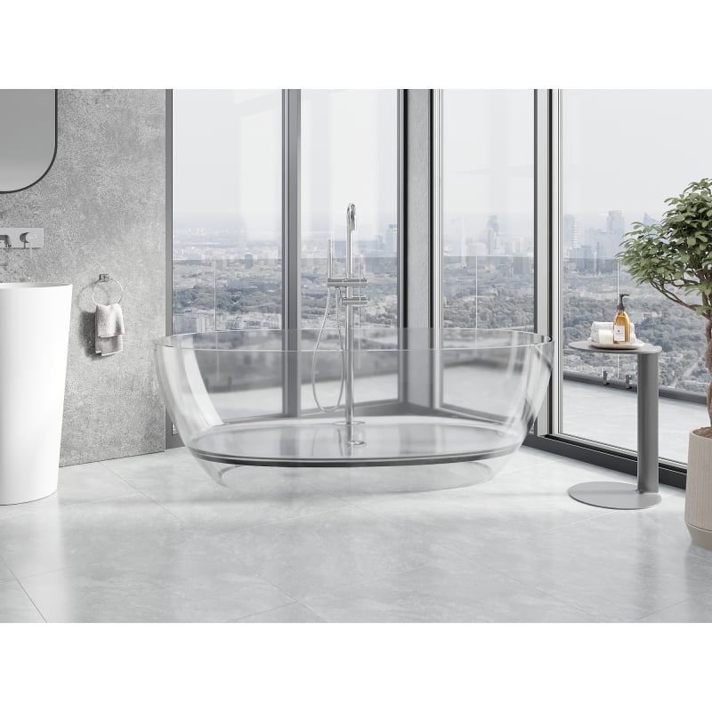 Mexen Pure átlátszó szabadon álló kád 170 x 80 cm, krómozott leeresztő - 58071708008