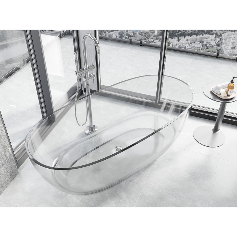 Mexen Pure szabadon álló átlátszó kád 170 x 80 cm, clear, króm dugó - 58071708008
