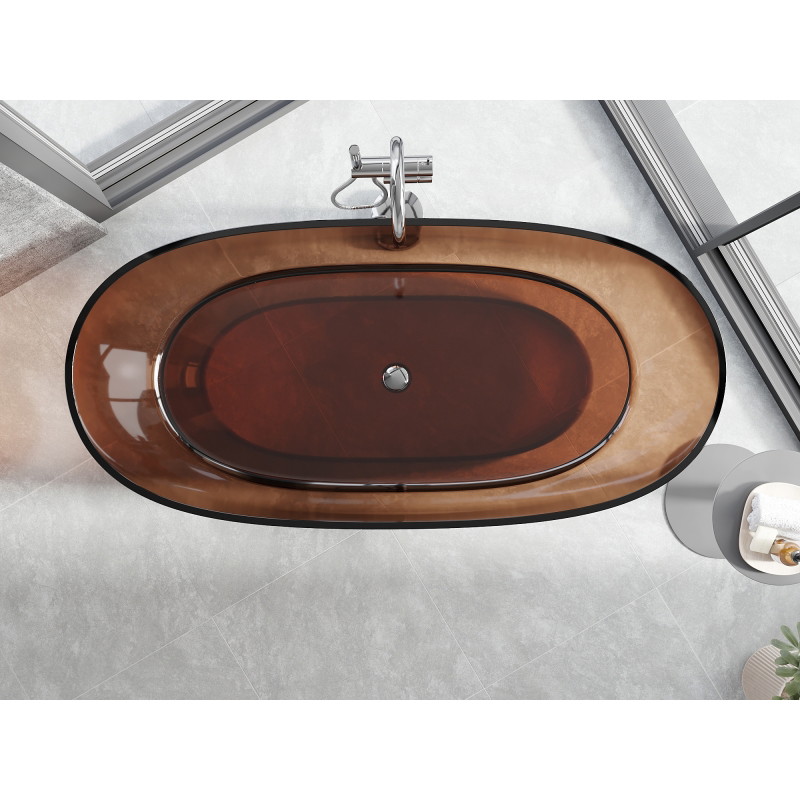 Mexen Pure cadă freestanding transparentă 170 x 80 cm, cherry, dop cromat - 58071708009