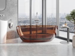 Cadă freestanding transparentă Mexen Pure cherry 170 x 80 cm, ventil crom - 58071708009