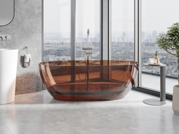 Mexen Pure cadă freestanding transparentă 170 x 80 cm, cherry, dop cromat - 58071708009