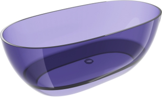 Mexen Pure cadă freestanding transparentă 170 x 80 cm, albastru închis ardezie, dop crom - 58071708010