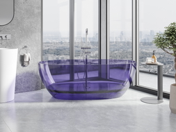 Mexen Pure cadă freestanding transparentă 170 x 80 cm, albastru închis ardezie, dop crom - 58071708010