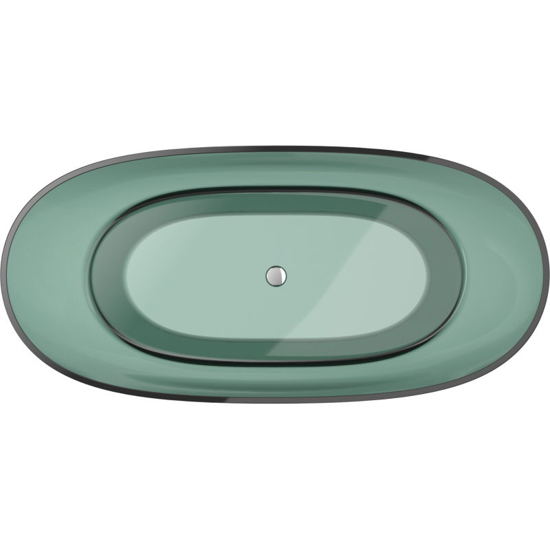 Mexen Pure teal cadă de baie independentă transparentă 170 x 80 cm, scurgere crom - 58071708011