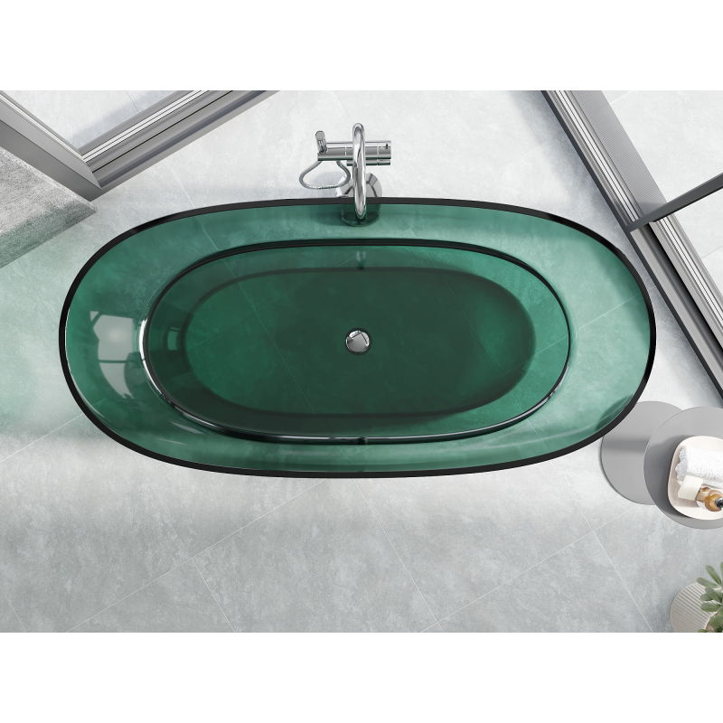 Mexen Pure teal cadă de baie independentă transparentă 170 x 80 cm, scurgere crom - 58071708011