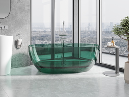 Mexen Pure teal cadă de baie independentă transparentă 170 x 80 cm, dop crom - 58071708011