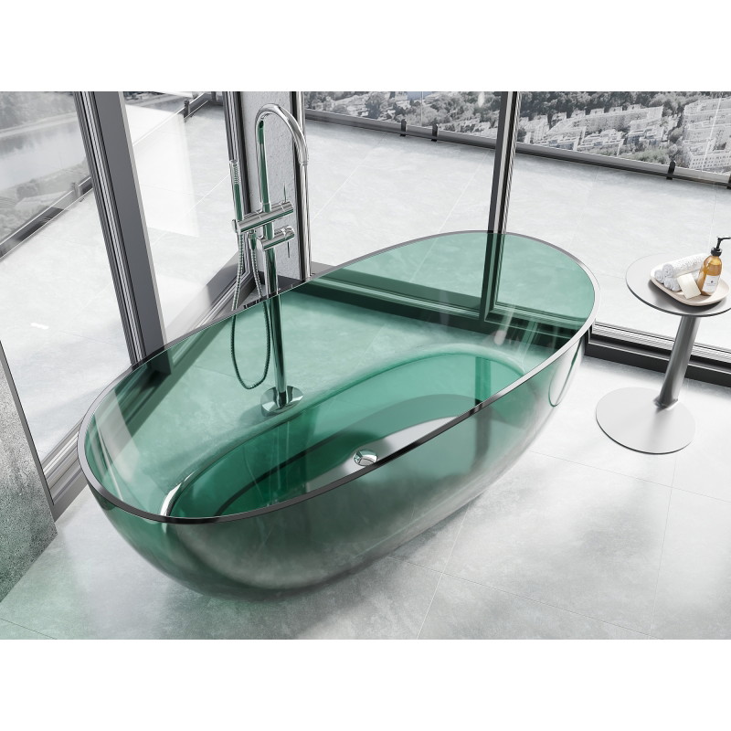 Mexen Pure szabadon álló átlátszó kád 170 x 80 cm, türkiz, krómozott dugó - 58071708011