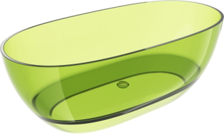 Mexen Pure cadă de baie independentă transparentă 170 x 80 cm, lime, șaibă cromată - 58071708012