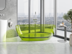 Mexen Pure cadă de baie independentă transparentă 170 x 80 cm, lime, șaibă cromată - 58071708012
