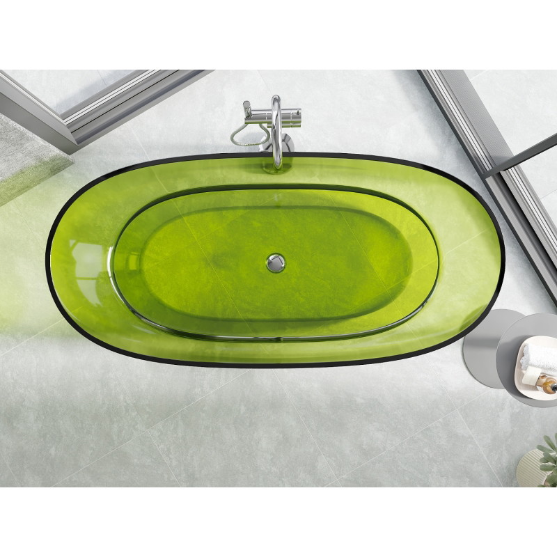 Mexen Pure szabadon álló átlátszó kád 170 x 80 cm, lime, króm lefolyó - 58071708012