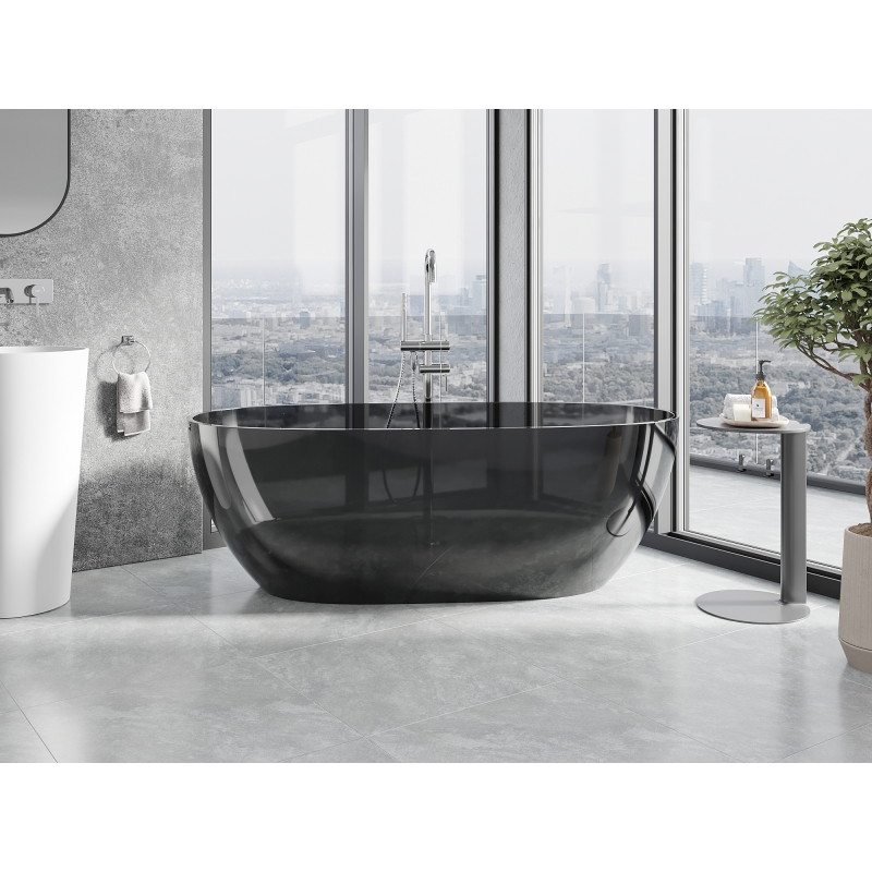 Mexen Pure cadă freestanding transparentă 170 x 80 cm, black, dop crom - 58071708013