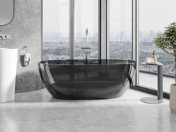 Mexen Pure cadă freestanding transparentă 170 x 80 cm, black, dop crom - 58071708013