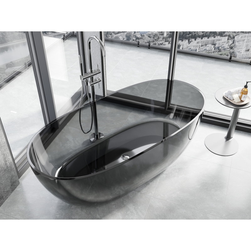 Mexen Pure cadă freestanding transparentă 170 x 80 cm, black, dop crom - 58071708013