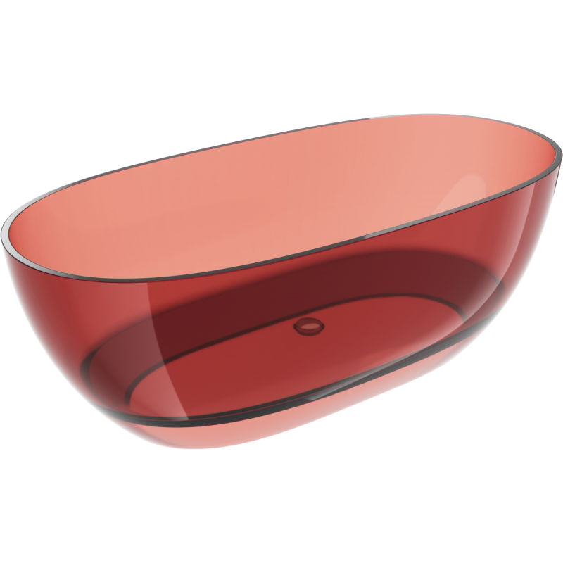 Mexen Pure cadă de baie roz independentă transparentă 170 x 80 cm, scurgere cromată - 58071708014