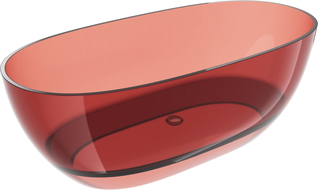 Mexen Pure rózsaszín szabadon álló átlátszó kád 170 x 80 cm, krómozott dugó - 58071708014