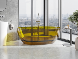 Mexen Pure honey cadă de baie freestanding transparentă 170 x 80 cm, dop crom - 58071708015