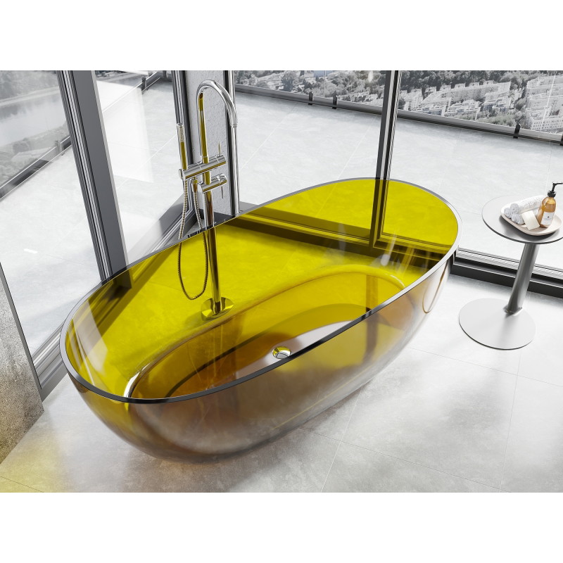 Mexen Pure cadă independentă transparentă 170 x 80 cm, honey, dop crom - 58071708015