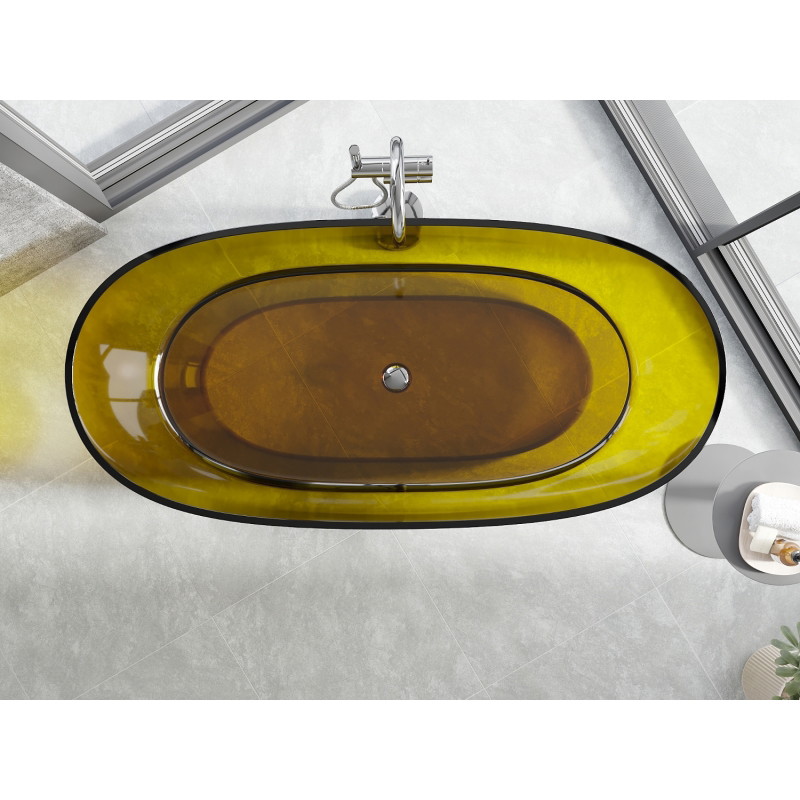 Mexen Pure szabadon álló átlátszó kád 170 x 80 cm, mézszínű, krómozott dugóval - 58071708015