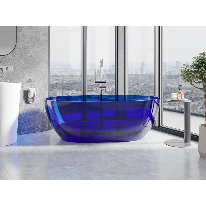 Mexen Pure safir cadă de baie freestanding transparentă 170 x 80 cm, dop crom - 58071708016