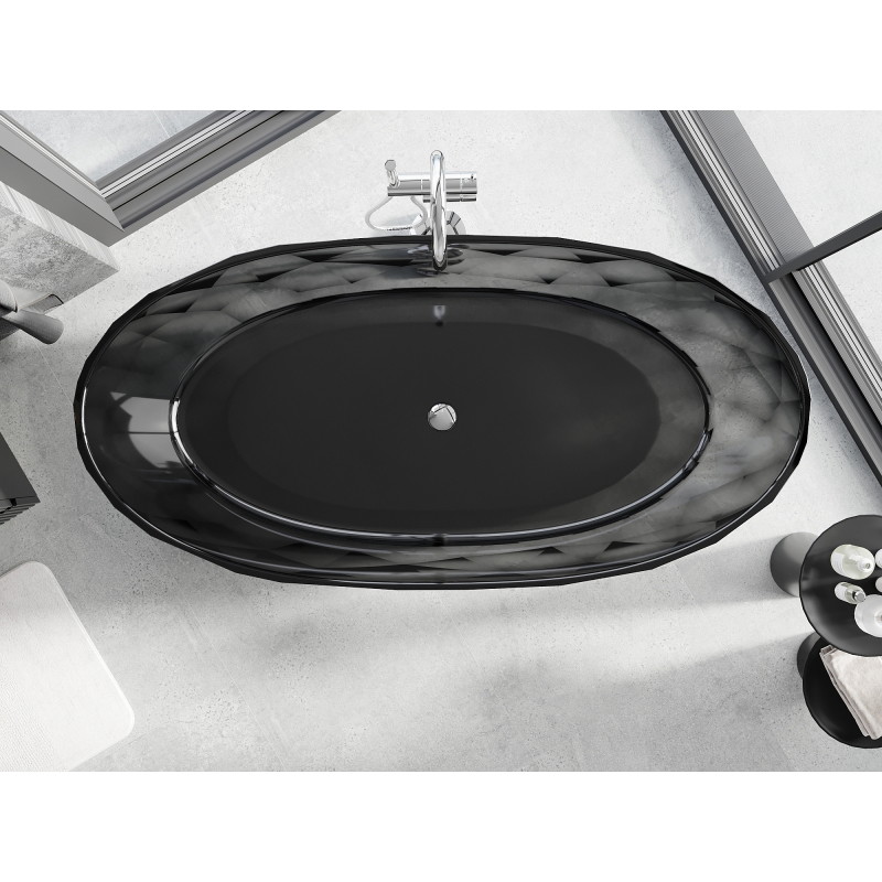 Mexen Orax cadă freestanding transparentă 170 x 80 cm, negru, sifon crom - 58081708013