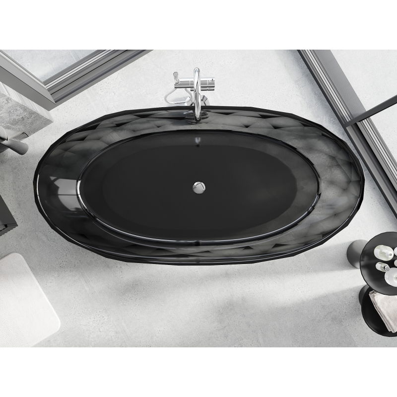 Mexen Orax fekete szabadon álló átlátszó kád 170 x 80 cm, krómozott lefolyó - 58081708013