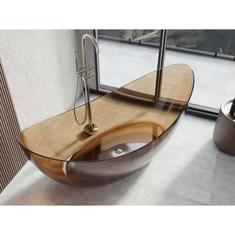 Mexen Vea earth szabadon álló átlátszó kád 180 x 80 cm, krómozott lefolyó - 58091808005