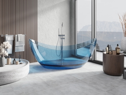 Mexen Vea cada freestanding transparentă 180 x 80 cm, denim, dop crom - 58091808007