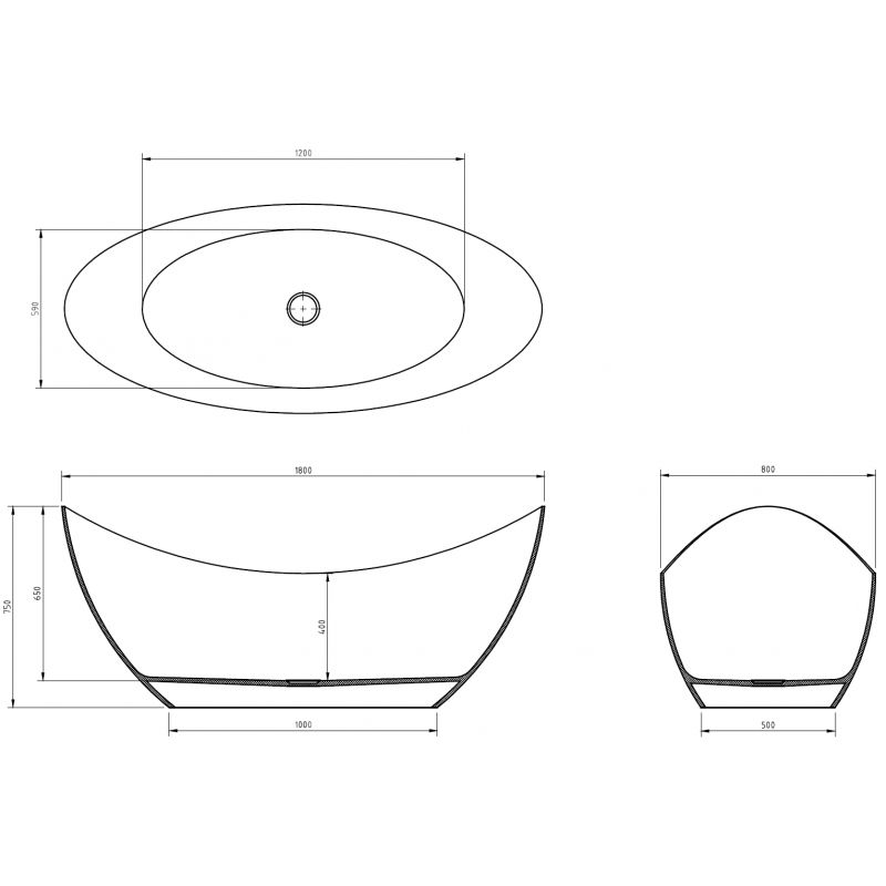 Mexen Vea átlátszó szabadon álló kád 180 x 80 cm, króm lefolyó - 58091808008