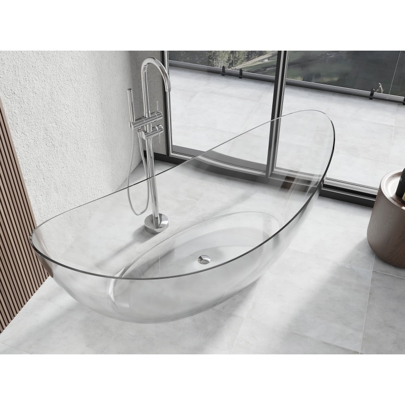 Mexen Vea cadă de baie freestanding transparentă 180 x 80 cm, clear, dop cromat - 58091808008