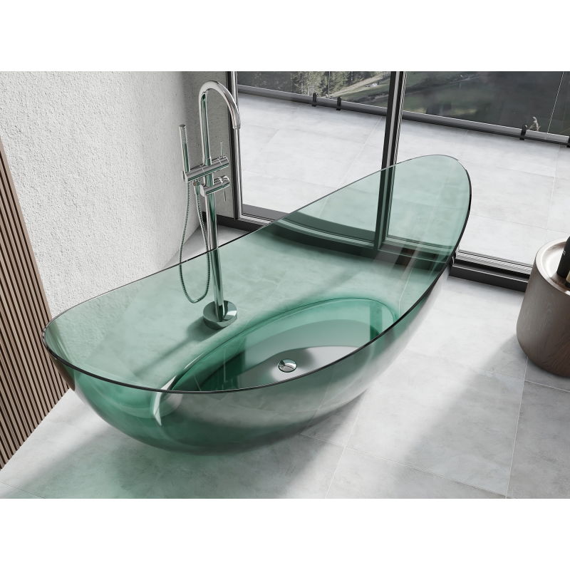 Mexen Vea cadă freestanding transparentă teal 180 x 80 cm, dop crom - 58091808011