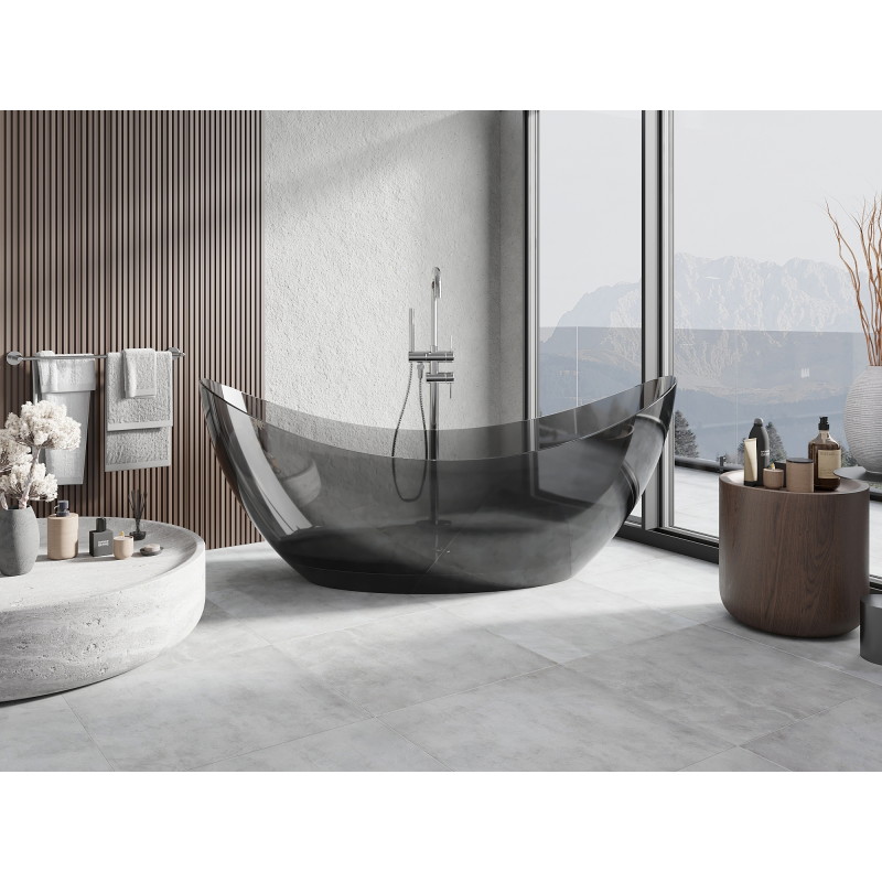 Mexen Vea cadă de baie freestanding transparentă 180 x 80 cm, negru, dop cromat - 58091808013