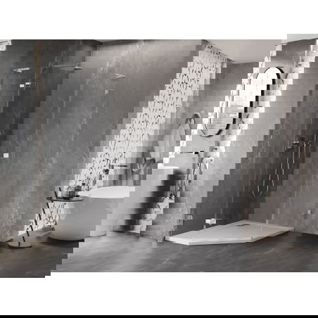 Mexen Lunar L ötszögletű, nyíló, bal oldali zuhanykabin, 80 x 100 cm, átlátszó, króm - 831L-080L-100P-01-00-L