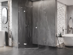 Mexen Lunar L cabină de duș pentagonală pivotantă stânga 80 x 100 cm, transparent, crom - 831L-080L-100P-01-00-L