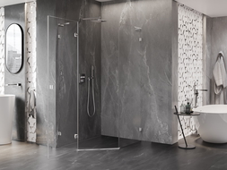 Mexen Lunar L cabina de duș pentagonală cu deschidere pe stânga 90 x 100 cm, transparentă, crom - 831L-090L-100P-01-00-L