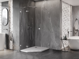 Mexen Lunar ötszögletű bal oldali nyíló zuhanykabin 80 x 100 cm, átlátszó, króm - 831-080L-100P-01-00-L