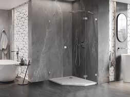 Mexen Lunar ötszögletű jobbos nyíló zuhanykabin 90 x 100 cm, átlátszó, króm - 831-090P-100L-01-00-P