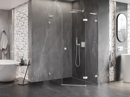 Mexen Lunar L ötszögletű jobbos zuhanykabin 80 x 90 cm, átlátszó, fehér - 831L-080P-090L-20-00-P