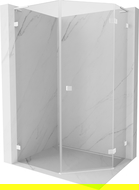 Cabină de duș pentagonală Mexen Lunar L, basculantă dreapta 90 x 100 cm, transparent, alb - 831L-090P-100L-20-00-P